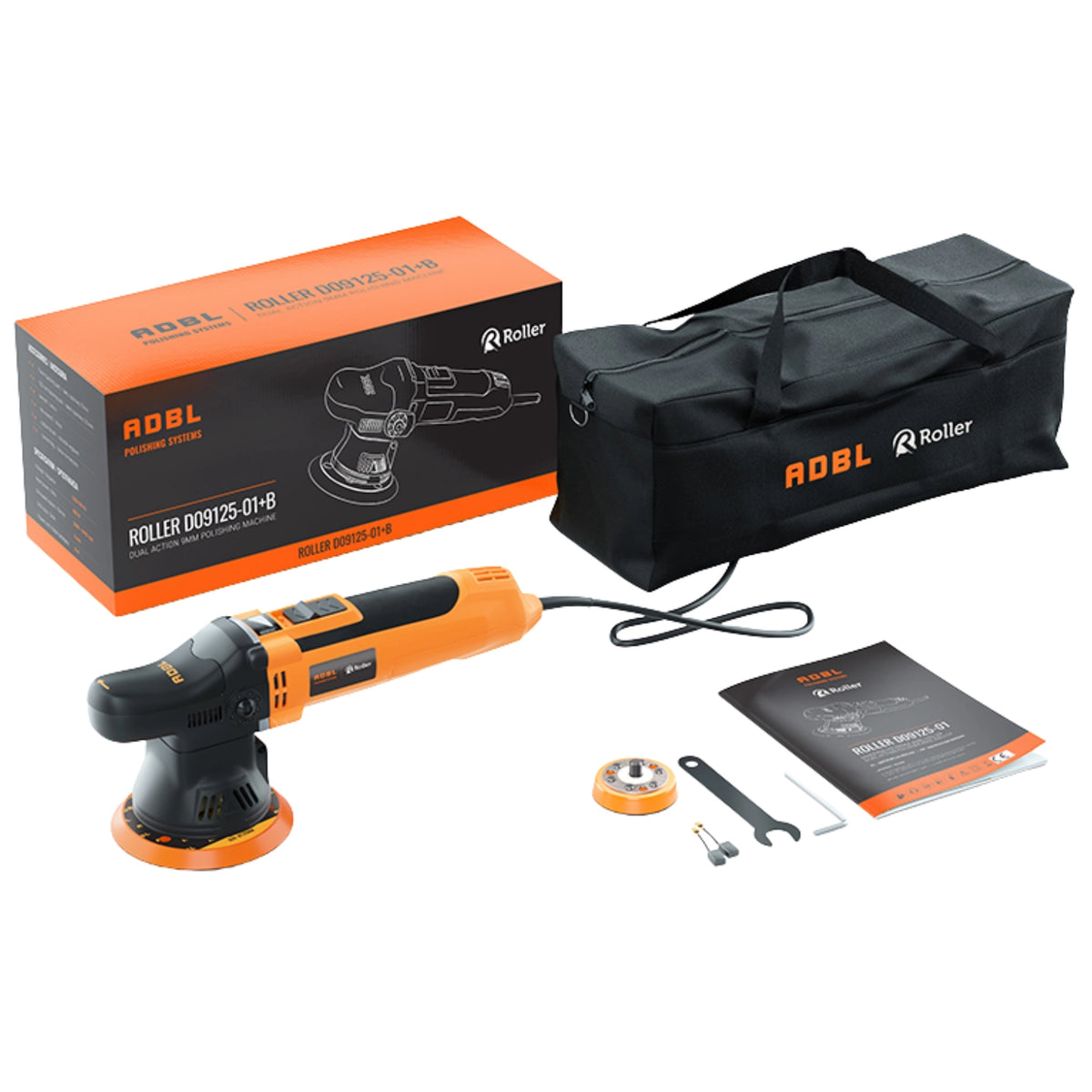 ADBL Roller D09125-01+B - kompaktowa maszyna polerska Dual Action DA, talerz 125mm, skok 9mm + torba