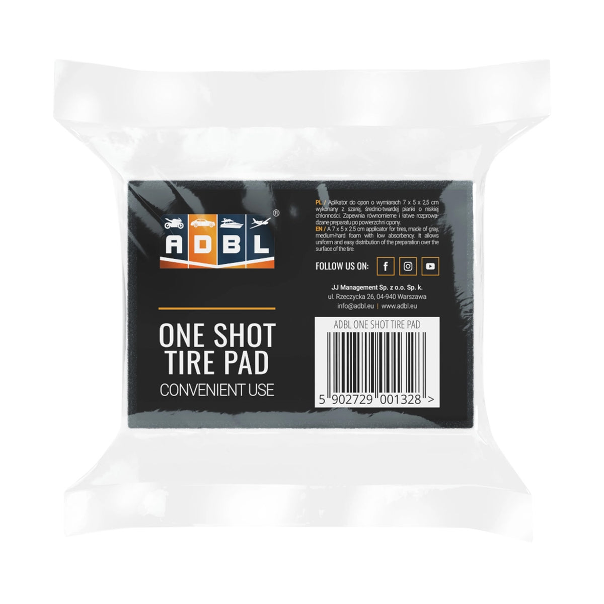 ADBL One Shot Tire Pad - piankowy aplikator do dressingu do opon 7x5x2,5 cm