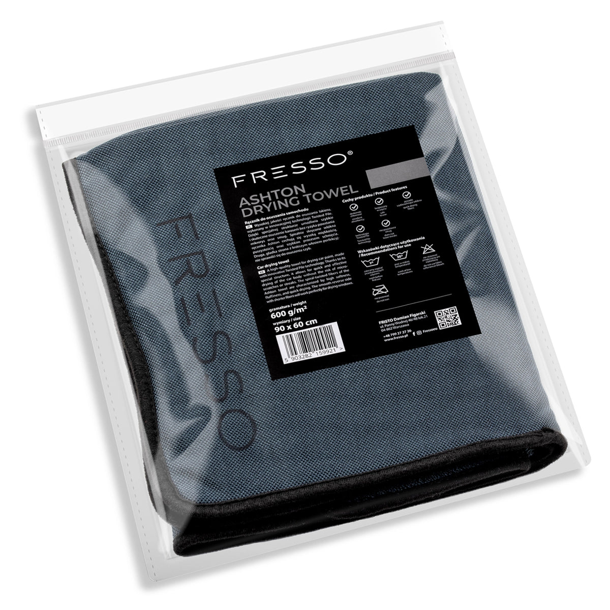 Fresso Ashton Drying Towel - wysokiej jakości ręcznik do osuszania samochodu Twisted Pile 90x60cm